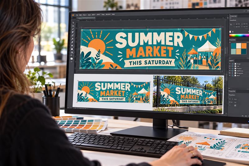 Mesh banner: designed on screen