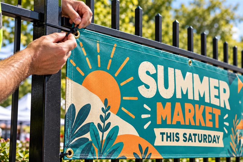 Mesh banner: fitting and finishing