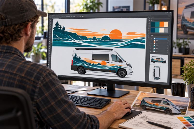 Campervan wrap: designed on screen