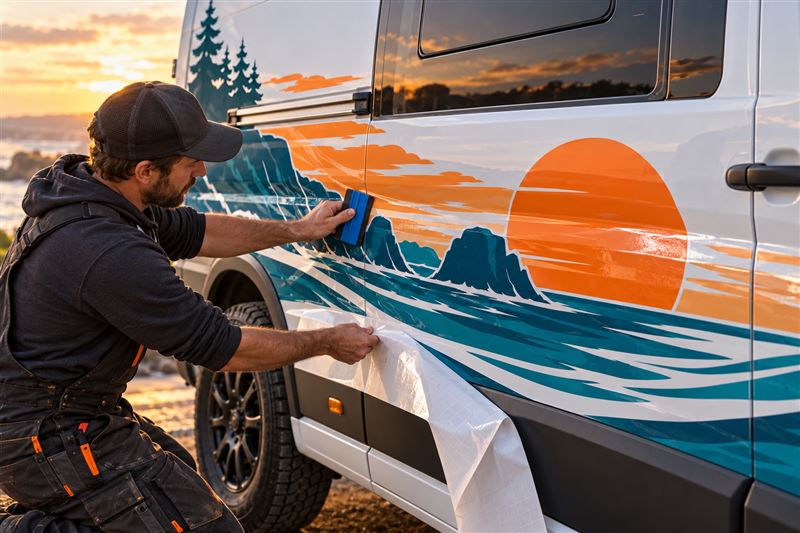 Campervan wrap: fitting and finishing