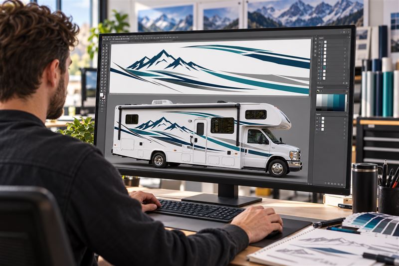 Motorhome graphics: designed on screen