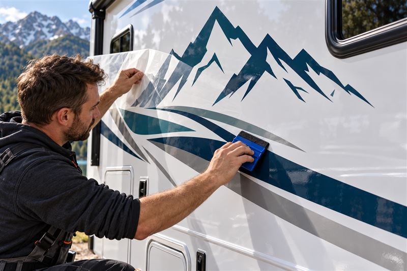 Motorhome graphics: fitting and finishing