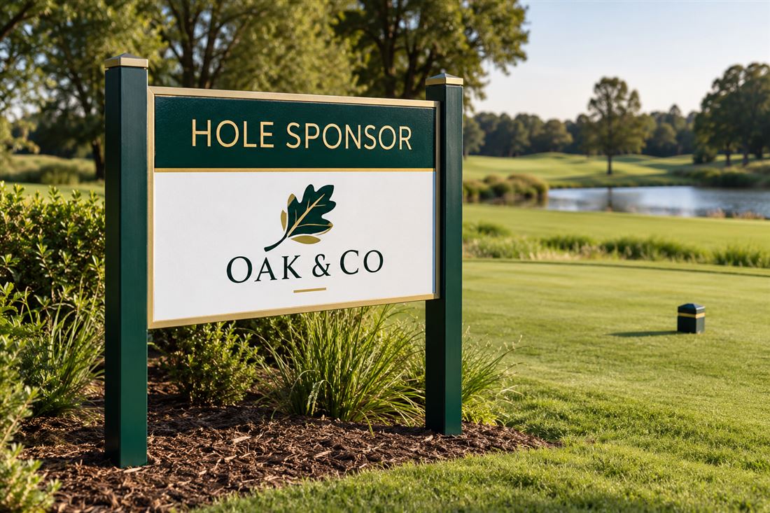 Sponsored tee board: a hole sponsor panel