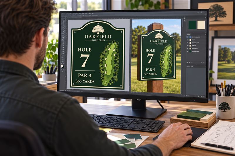 Tee sign: designed on screen
