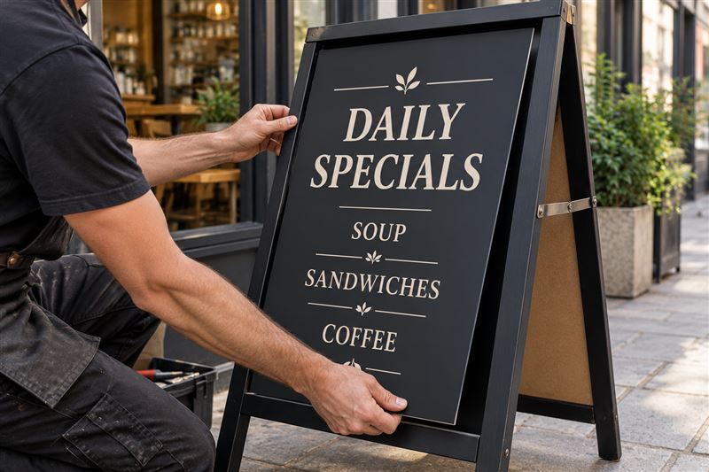 A-board menu: fitting and finishing