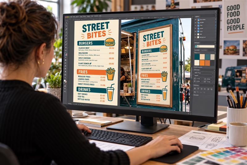 Food van menu: designed on screen