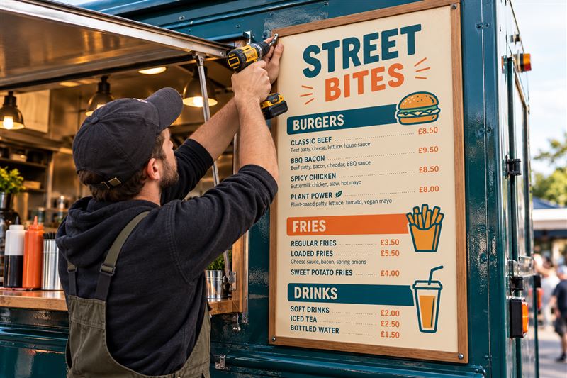 Food van menu: fitting and finishing