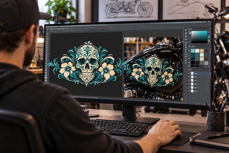 Custom tank graphic: designed on screen