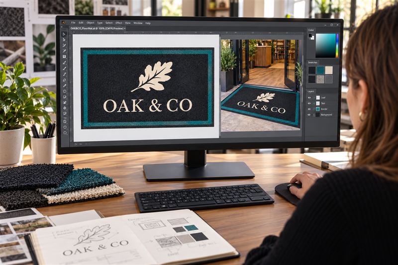 Logo floor mat: designed on screen