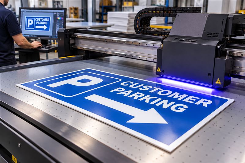 Parking sign: in production