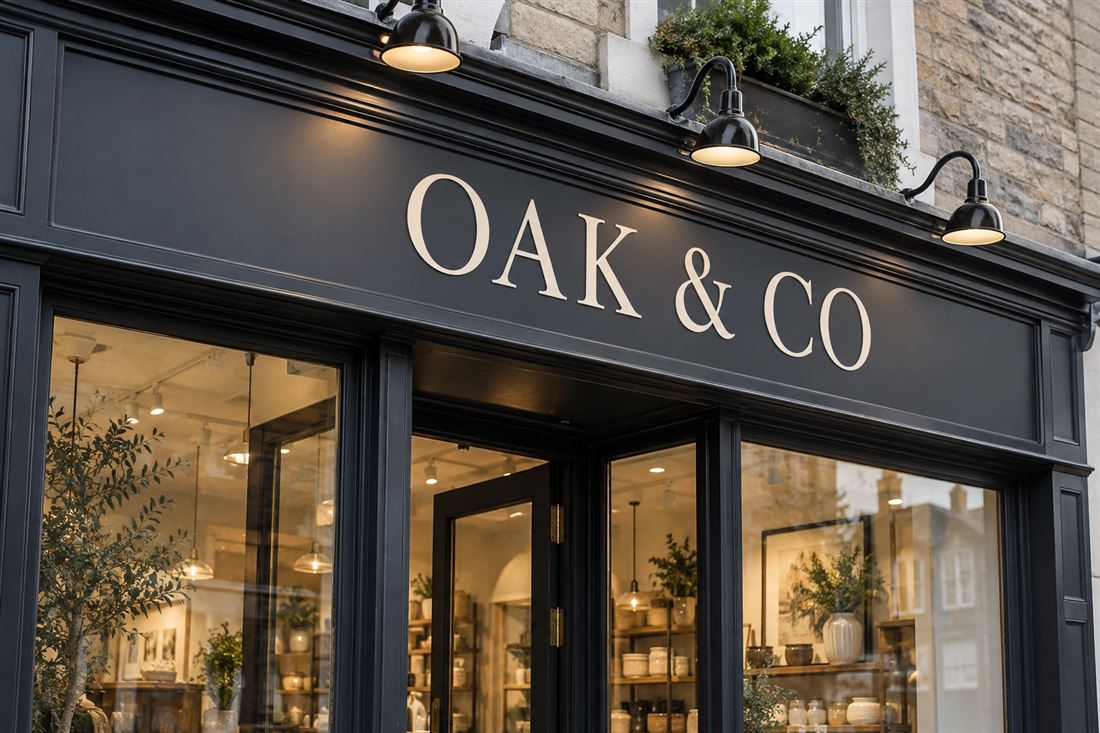 Shop fascia: raised lettering on a painted fascia