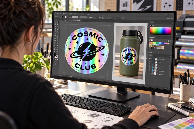 Designing the artwork on screen
