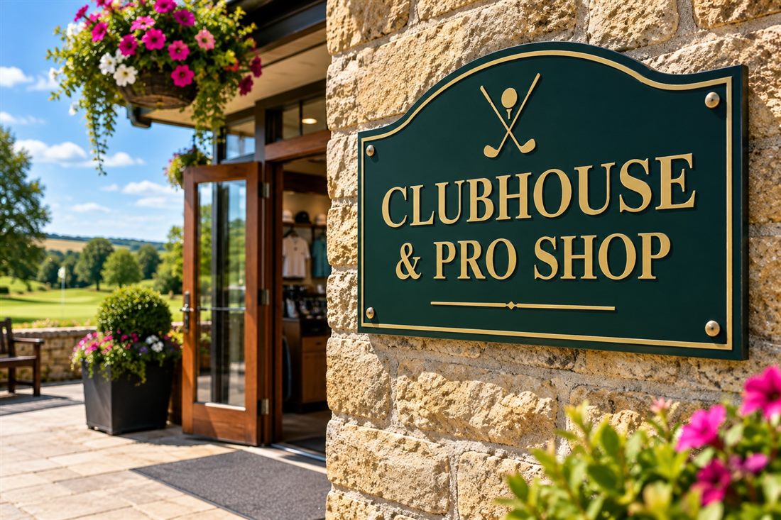 Clubhouse and pro shop sign