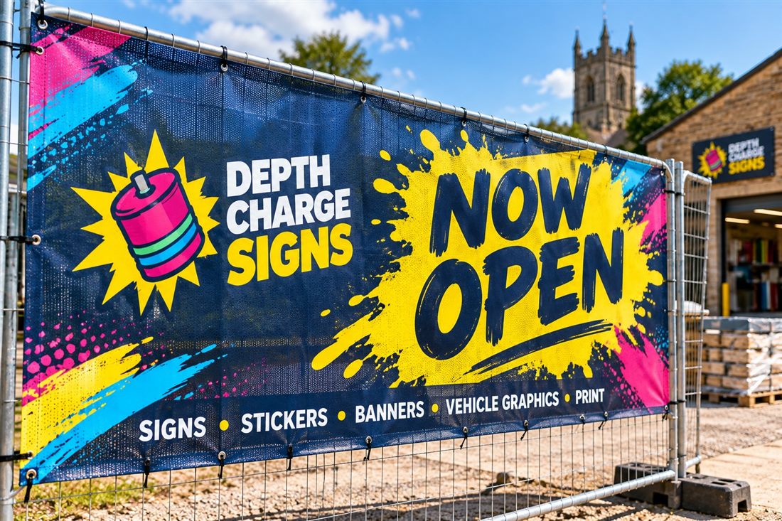 Printed mesh banner on site fencing