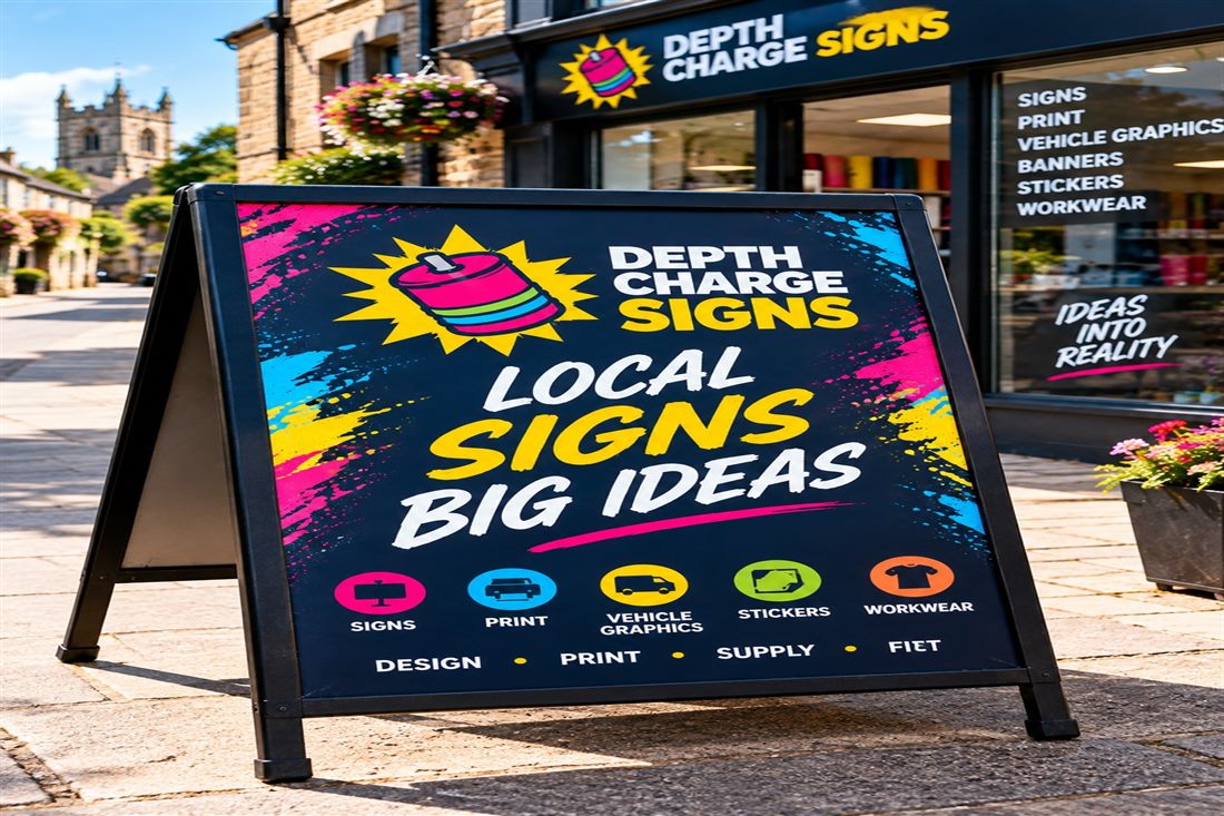 Printed A-board pavement sign
