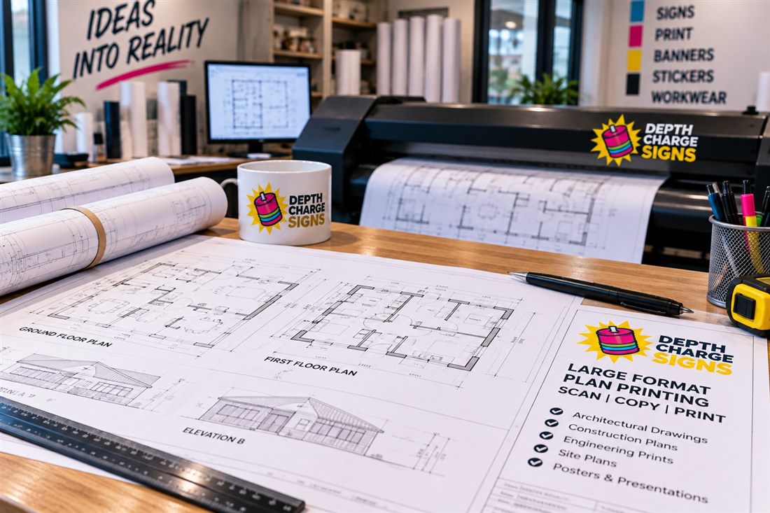 Plans printing on a wide-format printer