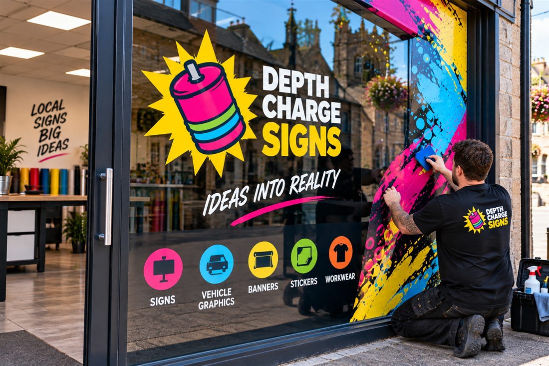 Vinyl graphic applied to a glass door